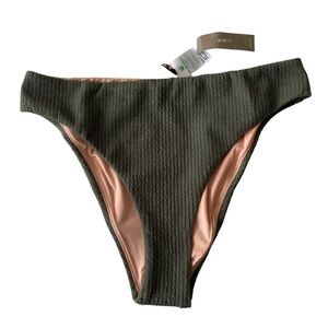 J Crew Textured high-rise cheeky bikini bottom Green L